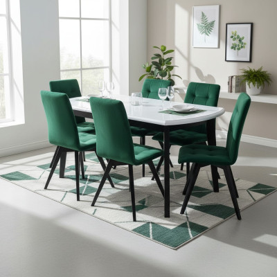 Eettafel 6 stoelen eetkamerset eetgroep klassieke tafel tafelset nieuw