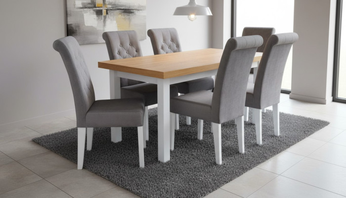 Fauteuil Eettafel met 6 stoelen Eethoek Eetkamer Tafelgroep Set van 7 delen