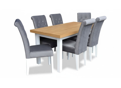 Fauteuil Eettafel met 6 stoelen Eethoek Eetkamer Tafelgroep Set van 7 delen