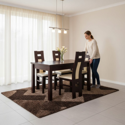 Klassiek eetkamerset modern tafel 4x stoelen stoel nieuw 5-delig 70x120