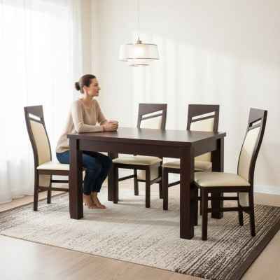 Eetset Eettafel 4 x Stoelenset Set Tafel Klassieke eetgroep 5-delig NIEUW