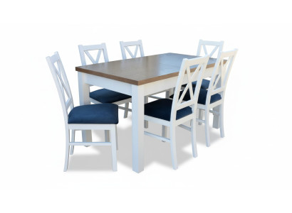 Eettafel set Tafel 6x stoelen Stoel Eetkamer set Tafel Hout Textiel 7-delig