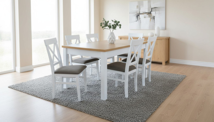 Eettafel + 6 stoelen Eetkamerset Eethoek Klassieke tafel Tafels S18/K64 Nieuw