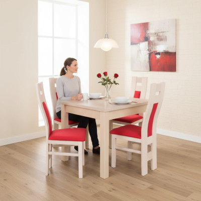 Ontwerp Eetkamer Set Meubilair 5 stuks Houten Commode 4x Stoel Tafel Groepen Nieuw