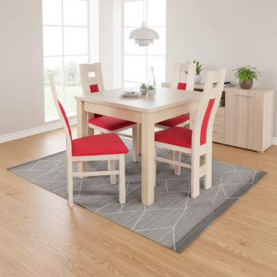 Ontwerp Eetkamer Set Meubilair 5 stuks Houten Commode 4x Stoel Tafel Groepen Nieuw