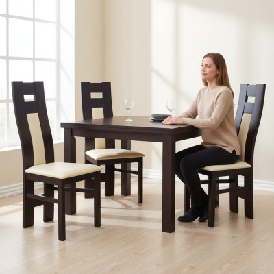 Houten stoel set 1x Massief houten stoel Eetkamerstoel Designer stoelen Eetkamerstoelen