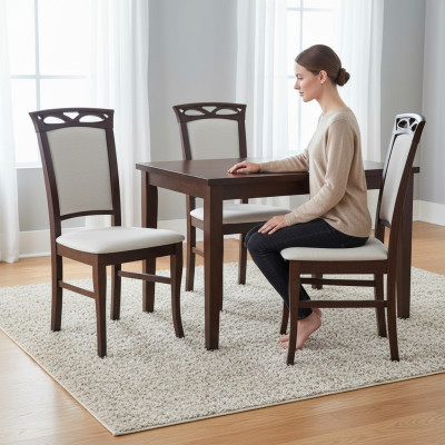 Massief houten eetkamerstoel, ontwerper textiel houten stoel stoelen eetkamerstoelen.