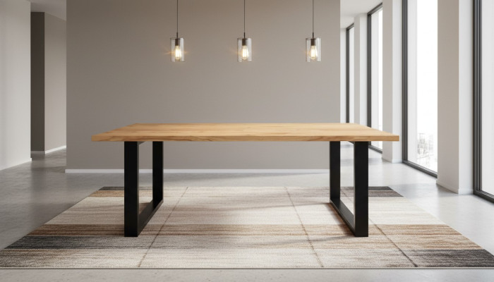 Tafel Eettafel Houten tafel Vergadertafel Houten Tafels Beige Echt hout Meubels S7