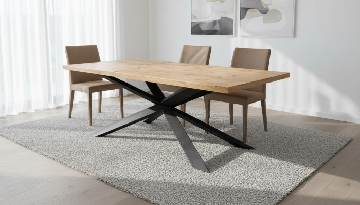 Eettafel Ontwerp Tafel Hout Roestvrij Staal Moderne Eetkamer Woonkamer