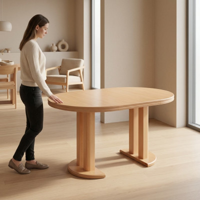 Eettafel Ontwerp Houten Vergadertafel Vergadertafel 90x90 cm Uitschuifbaar 90x240 cm