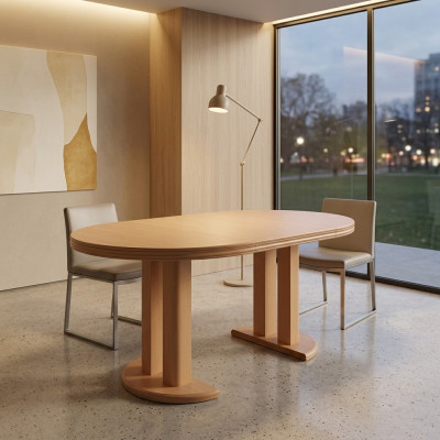 Eettafel Ontwerp Houten Vergadertafel Vergadertafel 90x90 cm Uitschuifbaar 90x240 cm