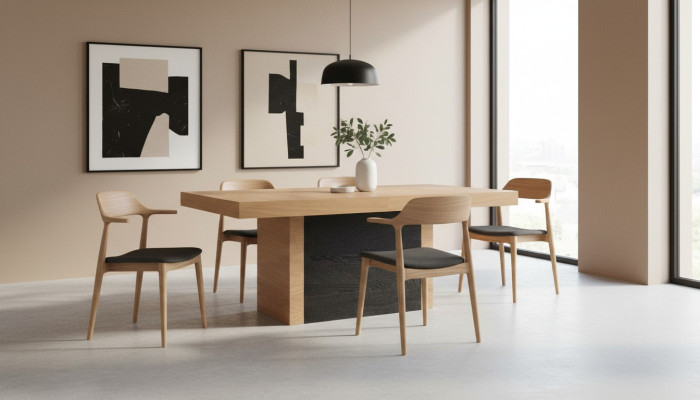 Luxe eettafel ontwerper houten tafel meubels zuiltafel eetkamer 110x250/490cm