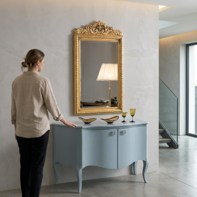 Glas Frame Wall Classic Wall Mirror Wooden Frame Mirror Furniture New 133x81cm
