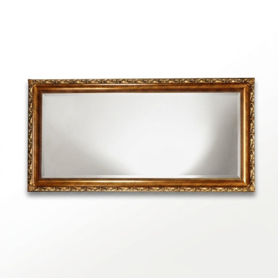Spiegel Echt hout Handgemaakte houten lijst Wandspiegel Houten frame 181x91 Barok