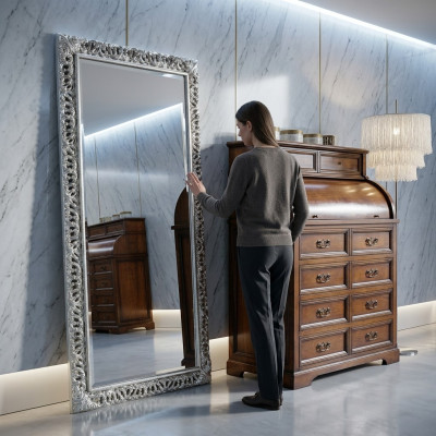 Muurrek decoratie meubels wonen decor barok rococo decor spiegel stand zilver
