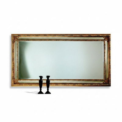 Klassieke wandspiegel houten frame spiegel meubilair 94x184 glazen frame wandmeubel