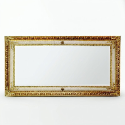 Klassieke wandspiegel houten lijst spiegel meubelen goud 104x194 glas lijst wand
