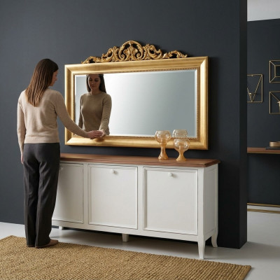 Spiegel Wandspiegel Rechteckig Flurspiegel Holz Wand Dekoration Spieglein Barock   Spiegel Wandspiegel Rechthoekig Halspiegel Hout Wanddecoratie Spiegeltje Barok