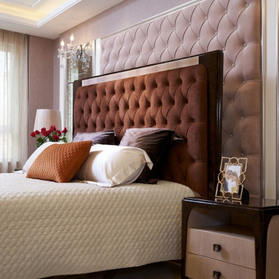 Bed Luxe gestoffeerd design tweepersoonsbedden hotel Huwelijksslaapkamer Textiel