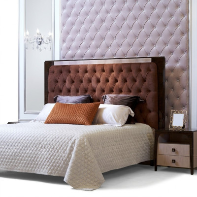 Bed Luxe gestoffeerd design tweepersoonsbedden hotel Huwelijksslaapkamer Textiel