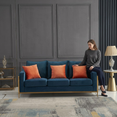 Driepersoonsbank Gestoffeerde Bank Ontwerp 3-zits Bankstel Woonkamer Meubels Beige