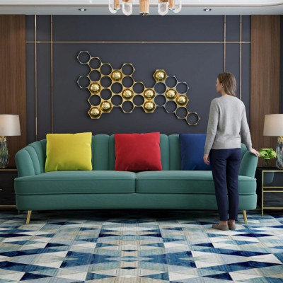 Bank Fluweel Textiel Woonkamer Bank Banken Klassiek Driepersoons xl Bekleding