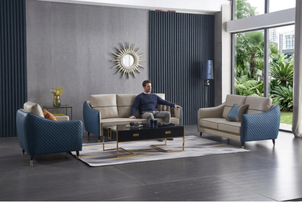 Bankstel 3+1 zits set ontwerp decor banken bekleding bankstellen ontspanning leer