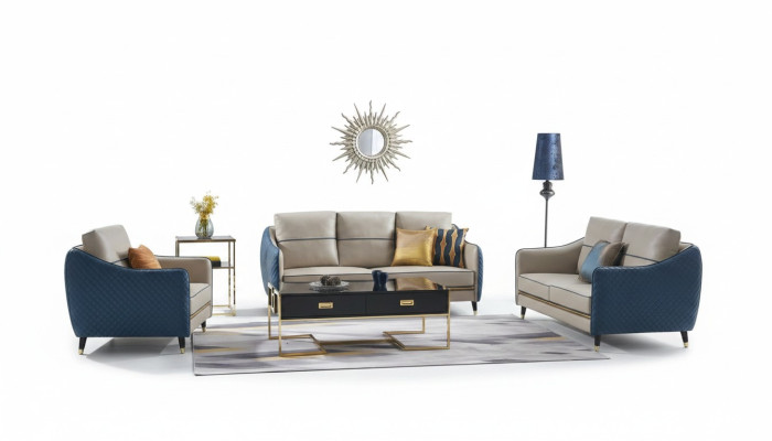 Bankstel 3+1 zits set ontwerp decor banken bekleding bankstellen ontspanning leer