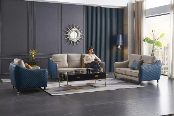 Bank 2-zits design banken gestoffeerde banken textiel ontspanning moderne zitplaatsen