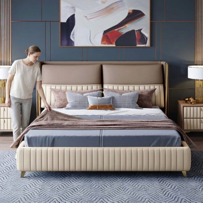 Bed 3 delig. Slaapkamer Set Ontwerp Modern Luxe Slaapkamer Nachtkastje