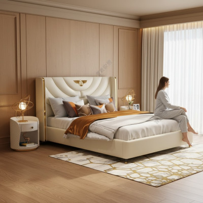 Slaapkamer Bed Nachtkastjes 3-delige set Design Luxe Bedden Hout Tweepersoonsbed NIEUW