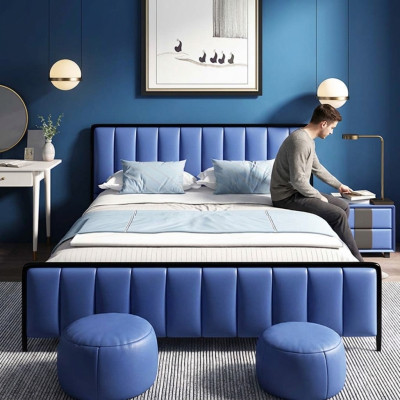 Ontwerp tweepersoons leren bed bedden bed leren slaapkamer meubels huwelijk 180x200