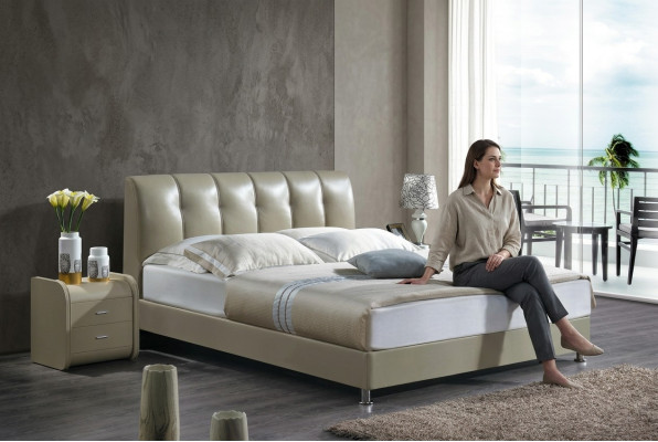 Luxe slaapkamerbed met gestoffeerd design Luxe tweepersoons hotelbedden leren bedden Nieuw.