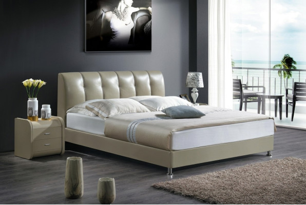 Luxe slaapkamerbed met gestoffeerd design Luxe tweepersoons hotelbedden leren bedden Nieuw.