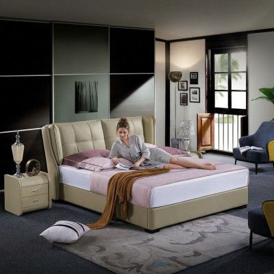 Slaapkamer Compleet Set Bed met Nachtkastjes 3-delig. Hotel leren bedden Nieuw