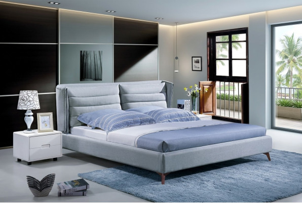 Houten design bed. Dubbel luxe huwelijk modern hotel frame slaapkamer.