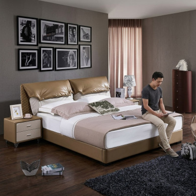 Klassiek bed Tweepersoonsbed Bedden Hout Bruin Stijl Echt hout Slaapkamer Nieuw
