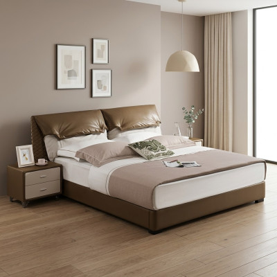 Klassiek bed Tweepersoonsbed Bedden Hout Bruin Stijl Echt hout Slaapkamer Nieuw