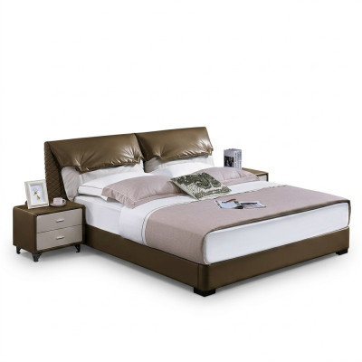 Klassiek bed Tweepersoonsbed Bedden Hout Bruin Stijl Echt hout Slaapkamer Nieuw