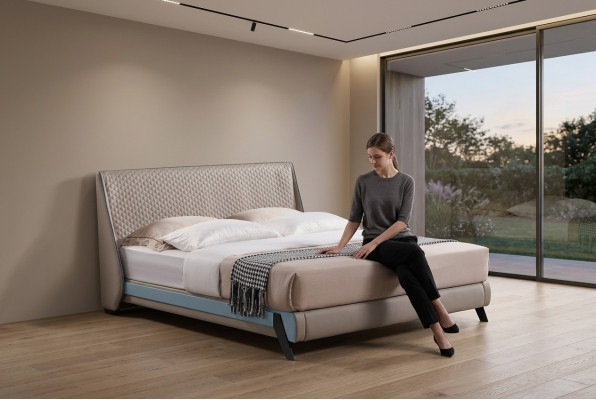 Luxe slaapkamer bed gestoffeerd design 180x200 dubbele hotelbedden textiel nieuw