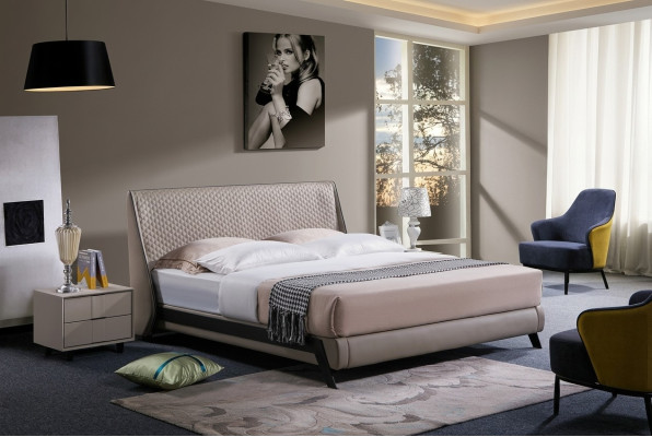 Luxe slaapkamer bed gestoffeerd design 180x200 dubbele hotelbedden textiel nieuw