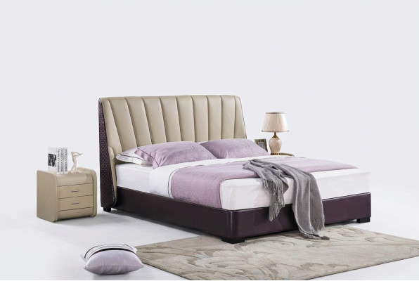 Slaapkamer lederen bed Compleet bed 3-delige set Hotel Sets Nachtkastjes.