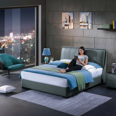 Ontwerp tweepersoonsleder bed Bedden Bed Leder Bekleding Slaapkamer Huwelijk. 180x200