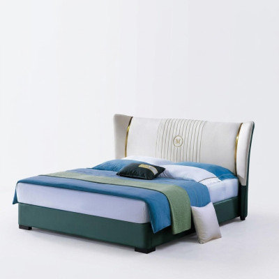 Houten designbed luxe tweepersoons huwelijks hotel modern frame slaapkamer.