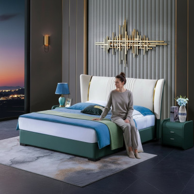 Slaapkamer Bed Nachtkastjes 3-delig Set Design Luxe Bedden Hout Tweepersoonsbed