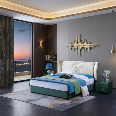 Slaapkamer Bed Nachtkastjes 3-delig Set Design Luxe Bedden Hout Tweepersoonsbed