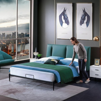 Groen design bed dubbele luxe huwelijk modern hotel frame slaap