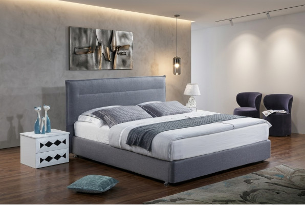 Luxe boxspring bed stof hotel blauwe bedden slaapkamer meubels design dubbel.