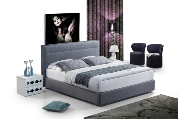 Luxe boxspring bed stof hotel blauwe bedden slaapkamer meubels design dubbel.