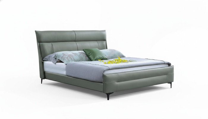 Compleet bed Groen leren bedden Luxe design Slaapkamer meubilair 180x200
